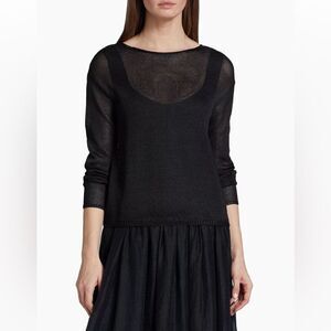 Vince Nordstrom Black Pullover Boatneck Sweater Semi Sheer XS​​​​​​​​